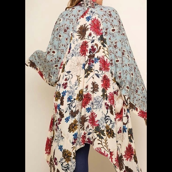 Boho Kimono Patchwork Cardigan XL/1X Tribal Floral - Picture 4 of 7
